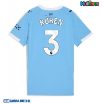 Camisa de Futebol Manchester City Ruben Dias #3 Equipamento Principal Mulheres 2025-26 Manga Curta